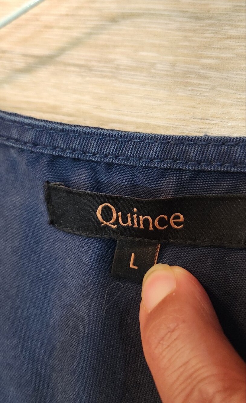 Quince Vintage Wash Tencel Button Front Dress Midnight Blue Large - Picture 6 of 8